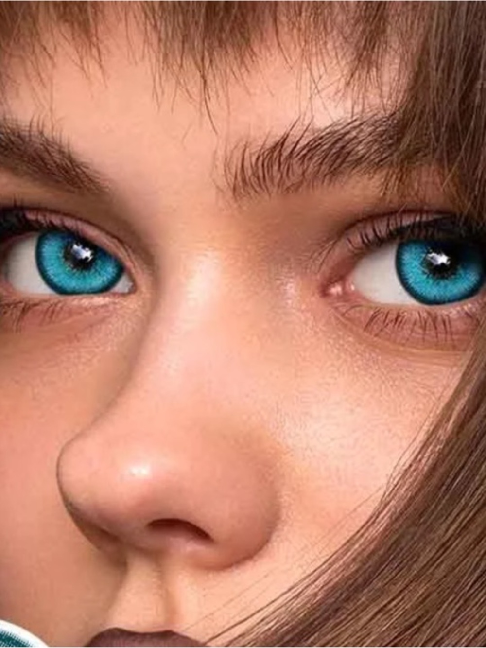 Vibrant cyan Blue eye color eyewear